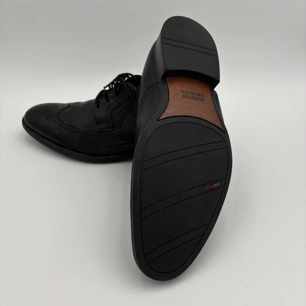 Johnston & Murphy Wingtip Oxford Mens 13M Black Excellent Leather Brogue 20-3351